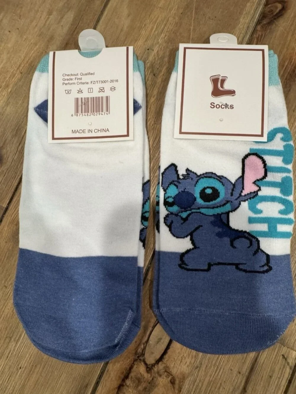Disney Stitch Blue White Pink Cute Mid-Crew Socks S Sm 2 Pair Pack & Pixar NEW